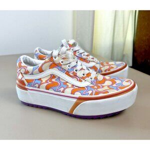 Vans Old Skool Stacked Womens Size 7.5 Uv Ink Peace Platform Orange Purple